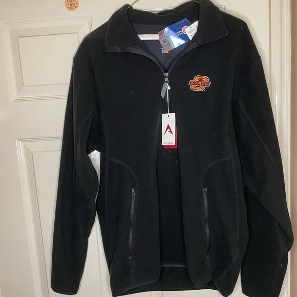 ANTIGUA OKLAHOMA STATE COWBOYS MENS BLACK GOLF LIGHT WEIGHT FLEECE JACKET Med - Picture 2 of 7